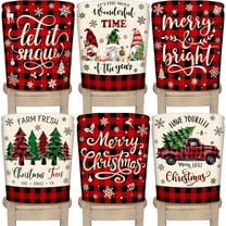 Christmas Chair Covers Set of 6,Buffalo Plaid Chair Back Covers,Washable Chair Slipcovers for Christmas Holiday Home Kitchen Decor