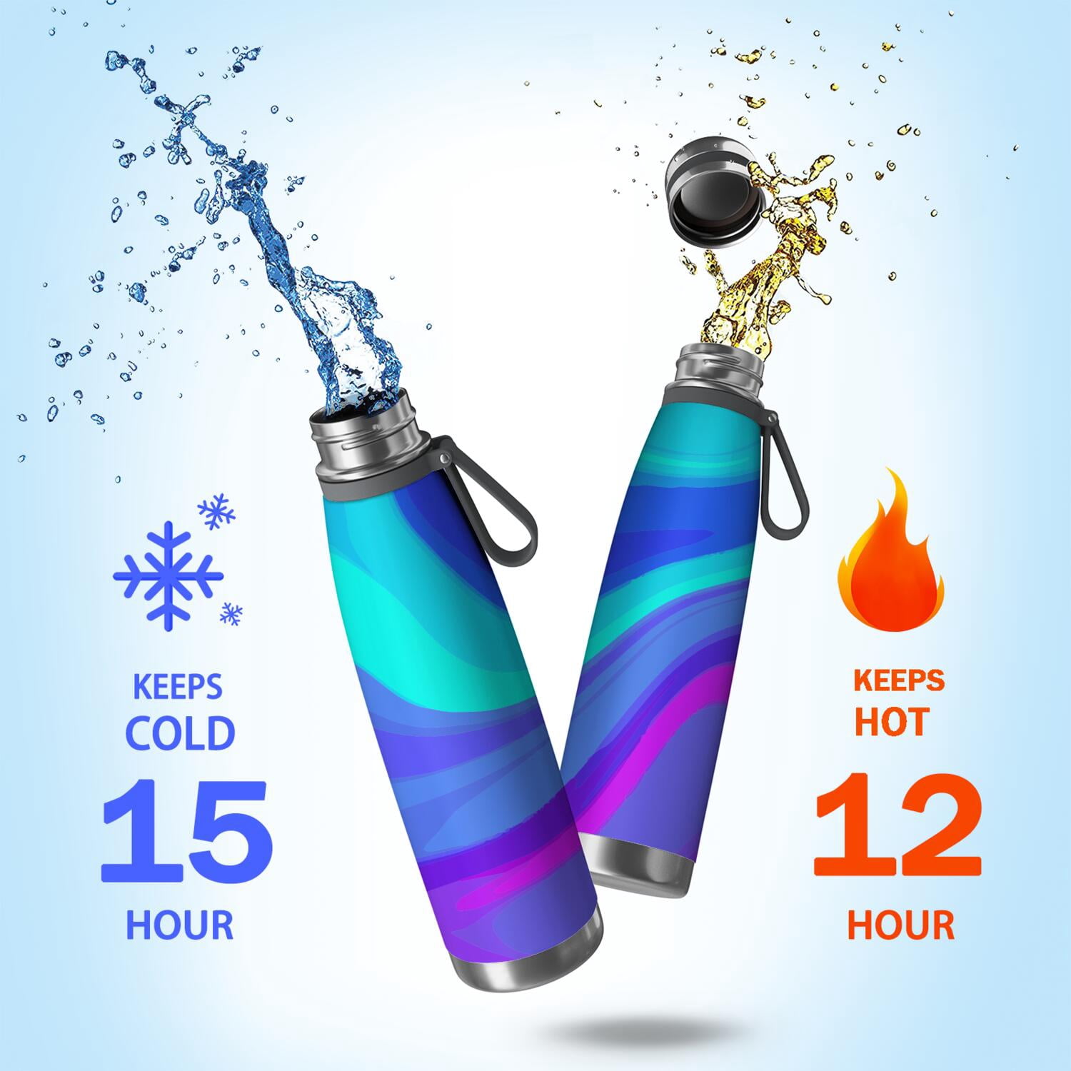 29oz Insulated Water Bottle with Tea Infuser, Stainless Steel Travel Mug, Liquid & Marble Print