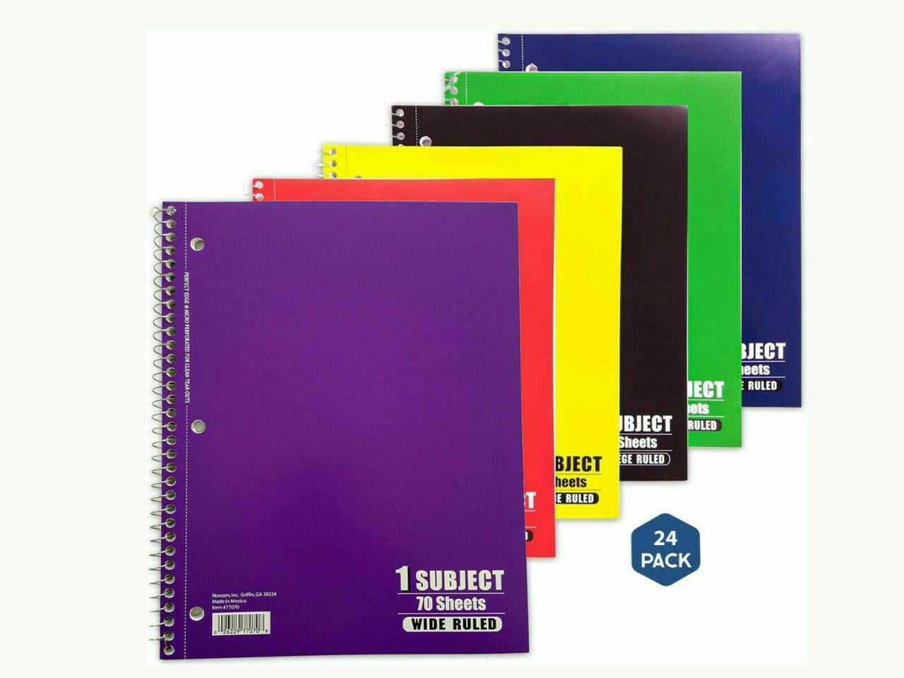 Norcom 1-Subject College Ruled Writing Notebook(Color Varies) -70 Sheets (24 Notebook)