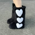 thumbnail image 4 of Xfvqtps Womens Plush Furry Snow Boots Knee High with Heart Decor Cute Winter Fashion Boots for Women Lace up Warm Flat Sole Boots for Christmas Holiday Black, 4 of 6