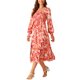 thumbnail image 4 of INSPIRE CHIC Vestido Midi Fluido de Manga Larga con Cuello Cuadrado y Volantes con Bolsillos S Naranja, 4 of 5