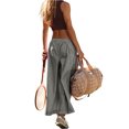thumbnail image 5 of Women's Loose Wide Leg Track Pants Drawstring Pockets Elastic Waist Capri Casual Summer Hiking Pants Gray S, 5 of 7