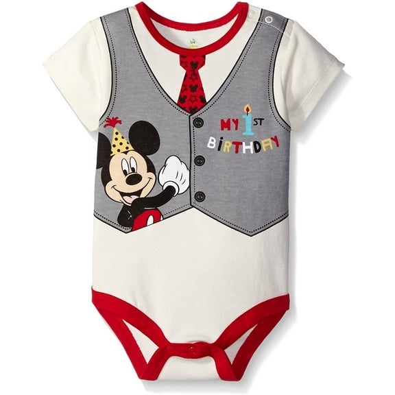 Disney Baby Boy's 1st Birthday Creeper: Mickey, Donald, Goofy, Monsters Inc, Winnie the Pooh, Toy Story or Lion King Simba