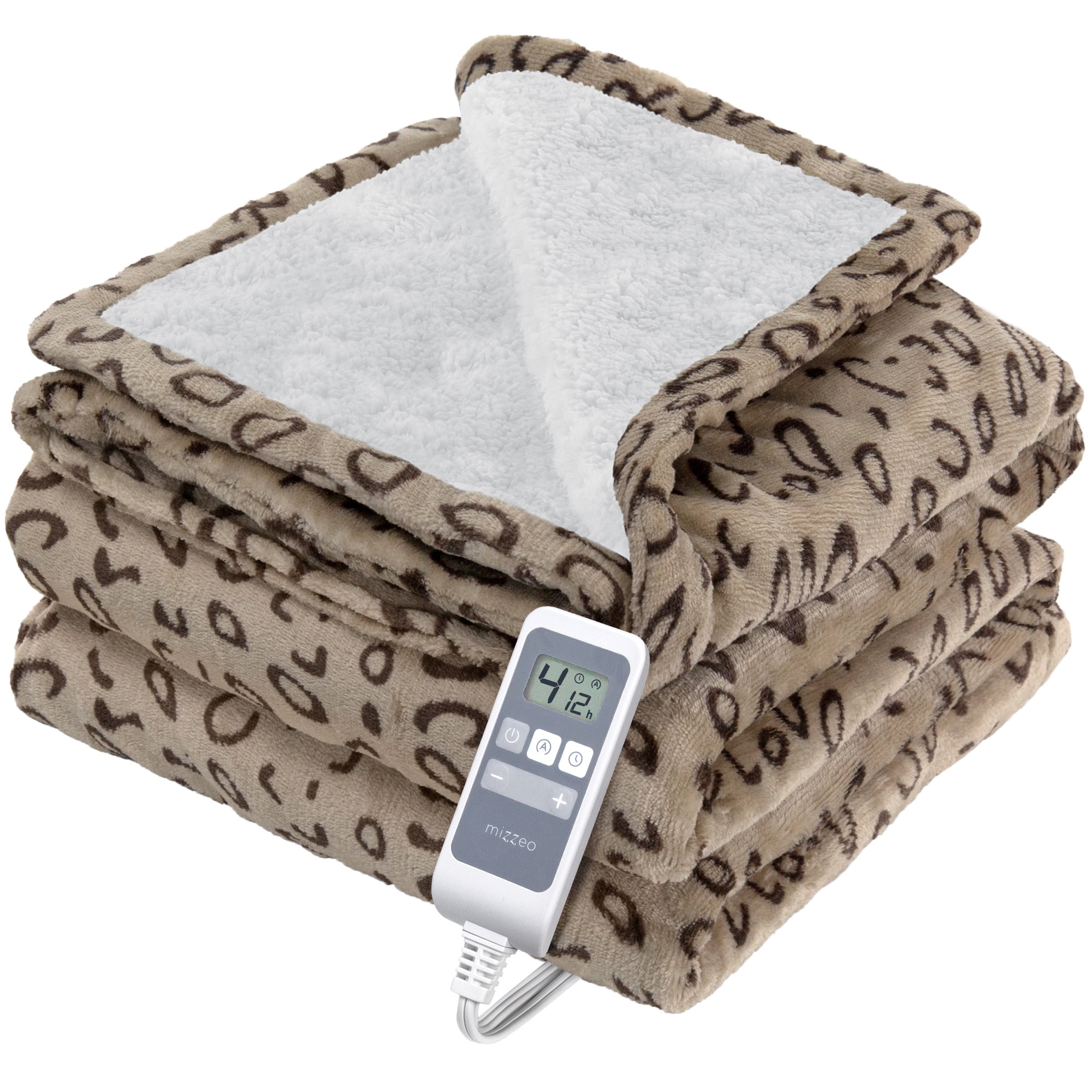MIZZEO Heated Blanket Electric Blanket-Fast Heating Blanket with 4 Heating  Levels u0026 1-12 Hours Auto-off Time Settings, ETL Certified, Machine  Washable, Flannel(50 x 60 Leopard Color) - Walmart.com