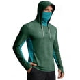 thumbnail image 2 of Inglocry UPF 50 Long Sleeve Men Fishing Hoodie with Face Mask Sun Protection Shirt Lightweight Quick Dry UV Rash Guard Shirts Dark Green S, 2 of 4