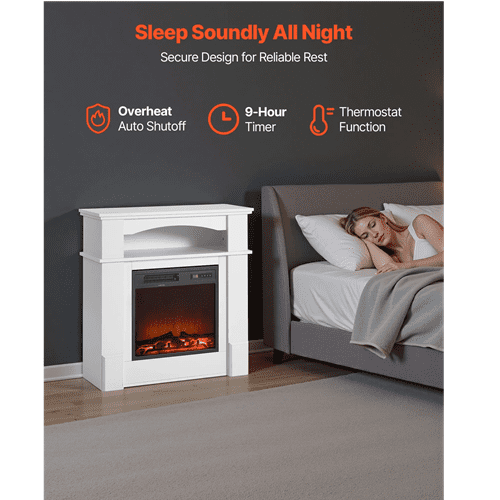 33-Inch 1500W Freestanding Electric Fireplace Stove Heater Mantel White