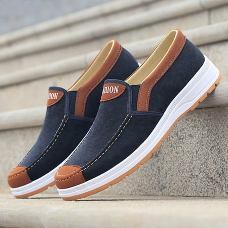 

ZTTD Fashion All Season Men Casual Shoes Flat Bottom Non Slip Cloth Colorblock Comfortable and Elastic Slip On