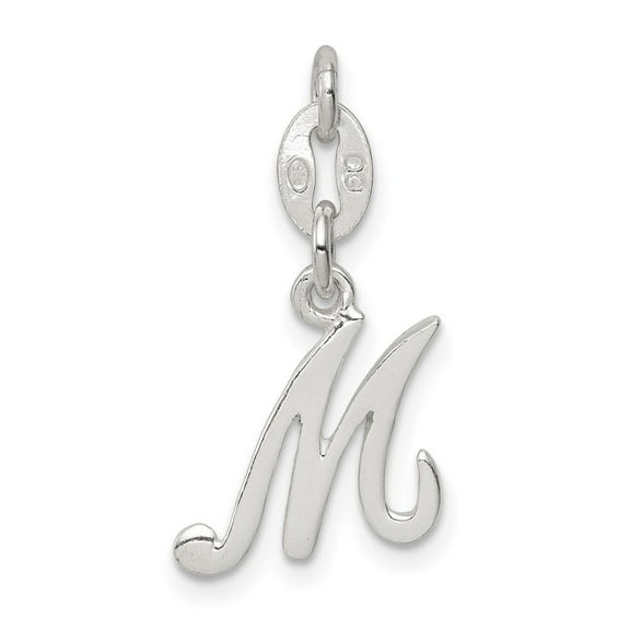 Auriga Fine Jewelry 925 Sterling Silver Letter M Initial Charm Pendant for Women(L- 15 to 19mm, W- 8 to 9mm)