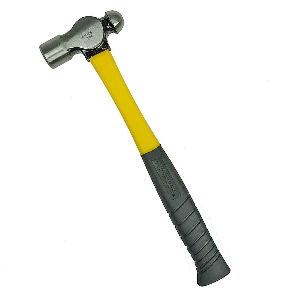 Pro-Grade 8oz Ball Pein Peen Hammer Round End Jacketed Fiberglass Comfort Handle