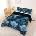 thumbnail image 2 of Erosebridal Animal Blue Dragon Full Size Comforter Sets 3 Pieces For Boys Girls,Vintage Flowers Bedding Sets For Kids Teens,Black Reversible, 2 of 6
