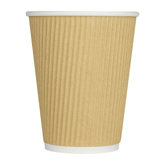 Karat 12oz Ripple Paper Hot Cups - Kraft (90mm) - 500 ct