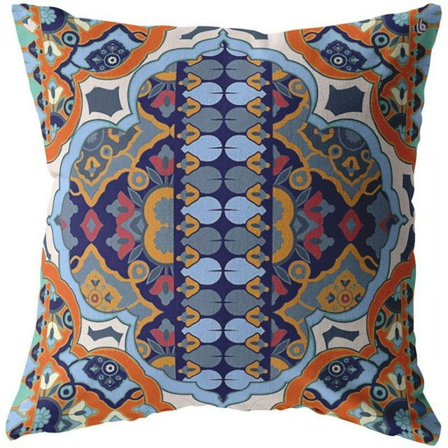 Coussin en Tissu Boho Flower pour Intérieur/extérieur en Orange 16x16