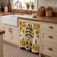 thumbnail image 3 of Sunflower Gnomes Cabinet Curtains 35"W x 35"L, Summer Botanical Bee Yellow Plaid Rustic Sink Skirt for Bathroom Vanity Kitchen Self Adhesive, Dust-Proof Privacy Curtain for Shelves Closet Laundry, 3 of 9