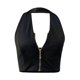 thumbnail image 4 of Camiseta sin mangas sexy con cuello en V y cremallera para mujer - Top sin mangas de poliéster liso, 4 of 6