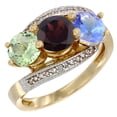 thumbnail image 1 of 14K Yellow Gold Natural Green Amethyst, Garnet & Tanzanite 3 stone Ring Round 6mm Diamond Accent, size 8, 1 of 2