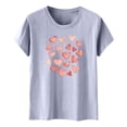 thumbnail image 4 of Camiseta de Manga Corta de Cuello Redondo con Patrones de Corazón de Moda de las Mujeres para Diario, Fiesta, Primavera Y Verano, 4 of 5