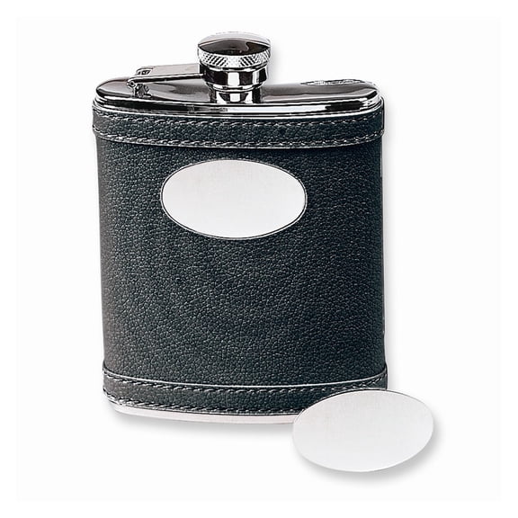 FB Jewels 6 oz. Stainless Steel Faux Leather Black Flask