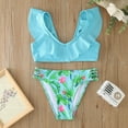 thumbnail image 4 of Mercatoo Summer Toddler Girls Leaves Fashion Printed Ruffles 2Pcs Swimwear Bikini Toddler Girl Beach Swimsuit 3 to 7 Years, 4 of 4