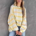 thumbnail image 2 of Pompotops Femmes Pull Col Rond Tops de Mode à Rayures Imprimé Manches Longues Casual Tops Dégagement, 2 of 7