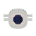 thumbnail image 2 of Clara Pucci 14K White/Rose Gold Round Cut 1Ct Simulated Blue Sapphire Engagement Ring + Matching Band - Luxury Box Included, 2 of 7