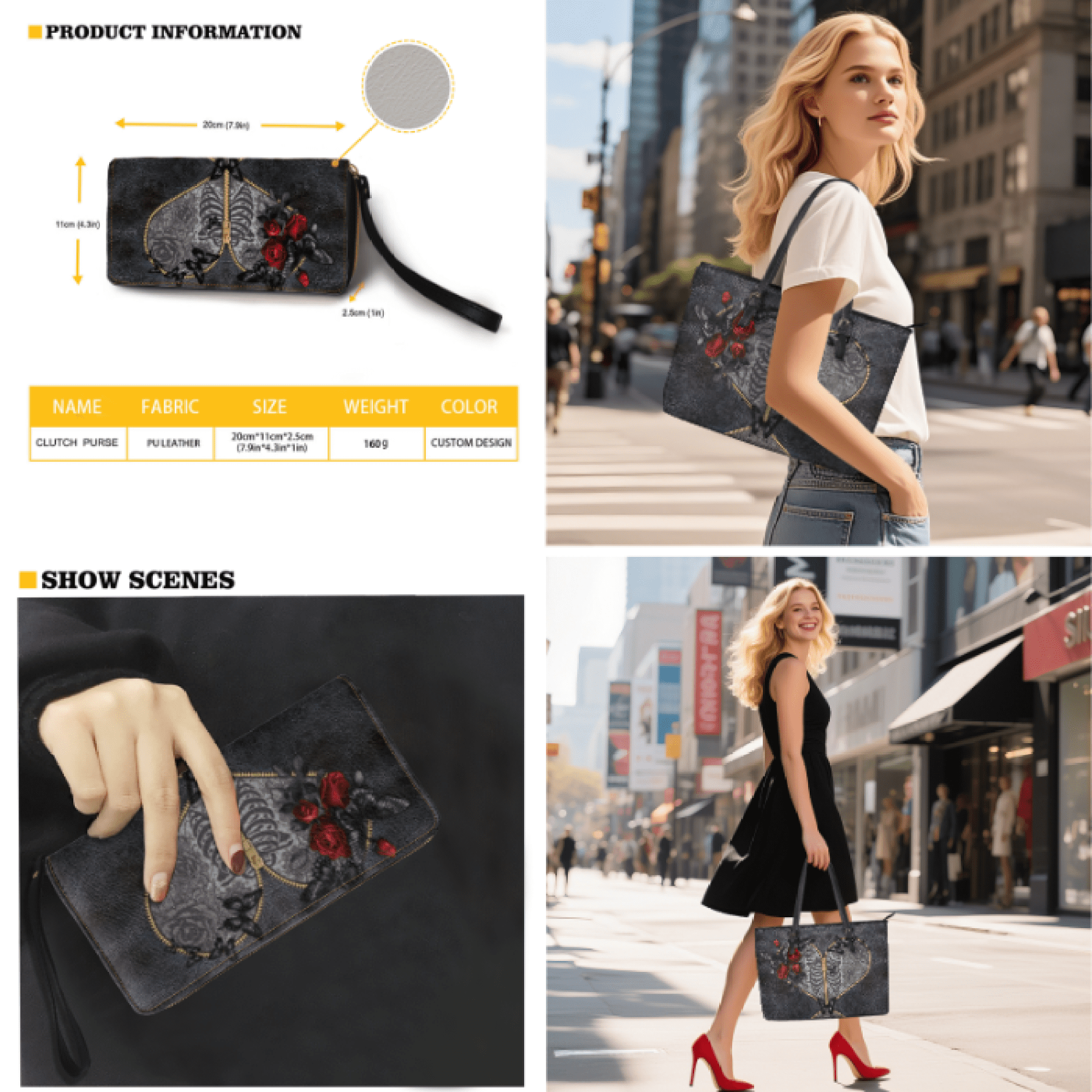 Tutolipy 3 Piece Womens Handbag and Purse Set for Ladies, Lightweight Tote Purse with Smooth Stitching Long Purse, with Fashionable Hobo Bag for Work