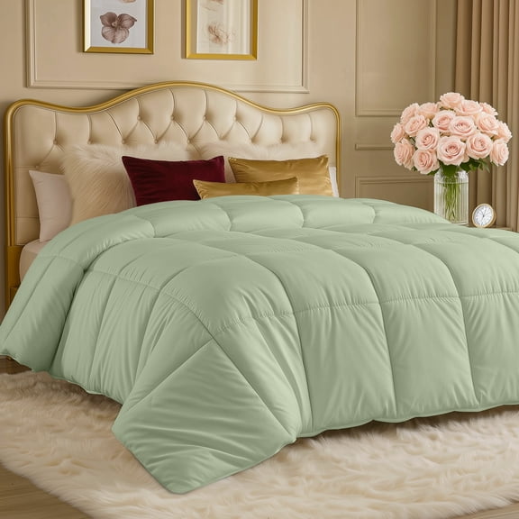 Utopia Bedding Comforters Twin Size, All Season Duvet Insert, Down Alternative Box Stitched Bed Comforter with Corner Tabs, Machine Washable (Sage Green)