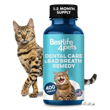 BestLife4Pets Cat Dental Care & Bad Breath Supplement Relief for Stomatitis, Gingivitis & Gum Problems Easy-to-Use Pills