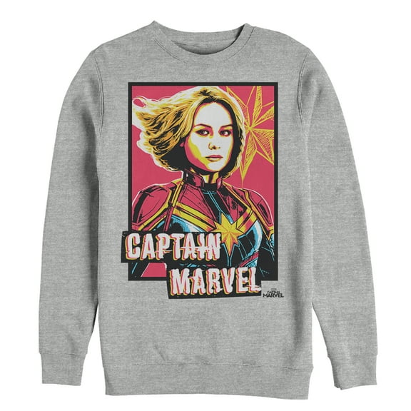 Men's Marvel Captain Marvel Artistic Portrait Sweatshirt Athletic Heather 2X Large
