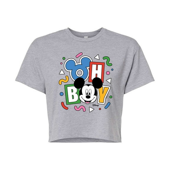 Disney - Mickey Oh Boy 90s - Juniors Cropped Cotton Blend T-Shirt