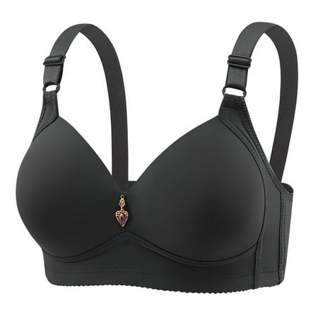 Mrasaso Summer Savings Clearance! Bikinis Sets Women Polyester Bras Women s Gathering Breathable Wireless Underwear Comfortable & Supportive(1pc Bra) Black|XL