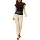thumbnail image 2 of INSPIRAR CHIC Top de Mujer con Espalda en Llave para el Día de San Valentín, Manga Corta, Cuello Alto, Blusa Semi Transparente XL Negra, 2 of 7