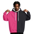 thumbnail image 2 of Men's Split Color Block Hoodie, Long Sleeve Drawstring Pullover Sweatshirt with Front Kangaroo Pocket, Stylish Loose Fit Streetwear Hooded Top for Casual Daily Outdoor Wear Pink M, 2 of 7