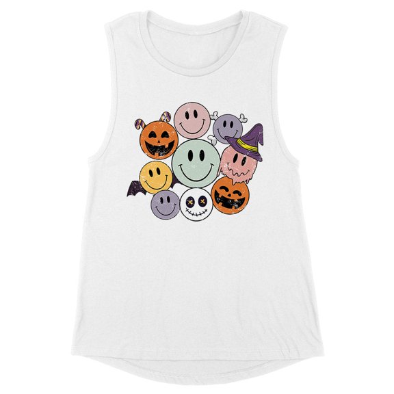 Halloween Smileys Women's Muscle Tank Large White