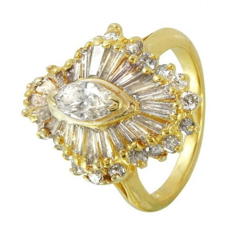 Ladies 2.2 Carat Diamond 18k Yellow Gold Ring