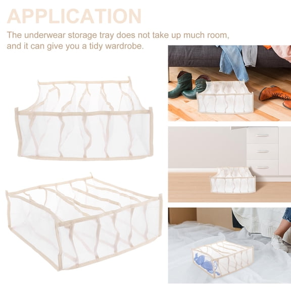 GOOHOCHY  Bra Storage Box Organizer Divided Lingerie Man Travel Beige