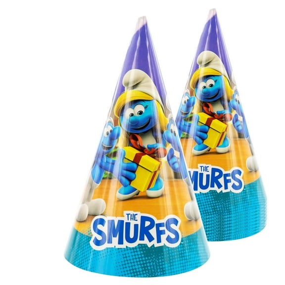 Party Factory Smurfs 10 Party Hats, ca. 3.9x6.3 inch, colorful, Cardboard for Kids Birthday