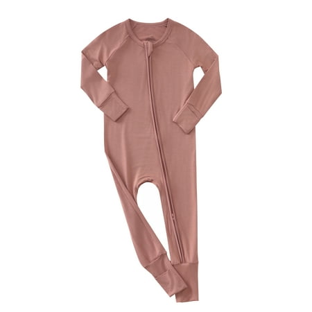 

WIBACKER Baby Unisex Bamboo Viscose Pajamas with Mitten Cuffs-Boys Girls Front Zip Long Sleeve Sleepers