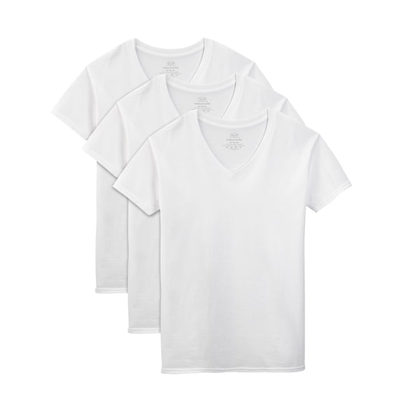 Fruit of the Loom Men’s Cotton V‑Neck Undershirts, White or Black/Gray, Multi‑Pack, Regular & Tall Sizes