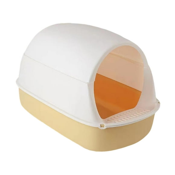 Hooded Cat Litter Box Kitty Litter Pan Durable Enclosed Cat Toilet Kitty Litter Yellow