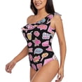 thumbnail image 3 of Yiaed Elements Print Women One Piece Swimsuits Tummy Control One Shoulder Bathing Suits Pattern Ruffle Swimwear-Medium, 3 of 8