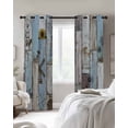 thumbnail image 2 of Blue Grey Wooden Blackout Curtains for Bedroom - 84 Inch Long Light Blocking 2 Panels Set, Farmhouse Barn Sunflowers Retro Thermal Insulated Living Room Drapes Grommet Window Curtains 52"x84", 2 of 8