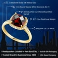 thumbnail image 2 of Gem Stone King 10K Yellow Gold Red Garnet and White Diamond Women's Engagement Ring (2.75 Cttw, Cushion Checkerboard 8MM, Available in Size 5, 6, 7, 8, 9), 2 of 6