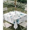 thumbnail image 2 of Outdoor Tablecloth with Umbrella Hole, Turquoise Flowers Spillproof Waterproof Outdoor Table Cover, Farmhouse Spring Botanical Floral Patio Tablecloths for Party/Garden/Picnic, Square 54"x54", 2 of 9