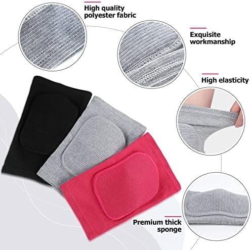 WLIKKS 3 Pairs Dance Knee Pads Women Protective Non-Slip Knee Pads for Yoga Cheerleading Pole Floor Dance Volleyball
