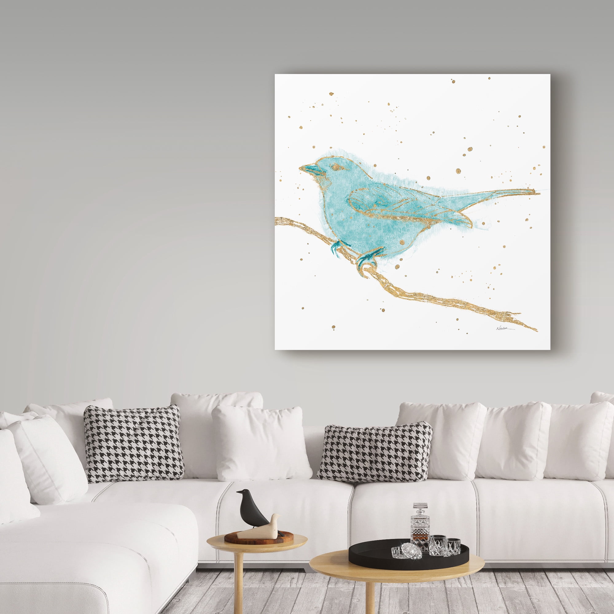 Trademark Fine Art 'Gilded Bird I Teal' Canvas Art by Shirley Novak