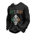 thumbnail image 3 of St Patrick's Day Shirt Men, Waffle Knit Green Crewneck Top with Shamrock Graphic and Sleeve Detail, Casual Holiday Clothing, 3 of 6