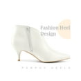 thumbnail image 3 of BLISSFUL STEP Pointed Toe V Cutout Stiletto Heel Ankle Booties for Women White (Size 6), 3 of 6