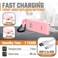 thumbnail image 3 of Llavero de alarma personal para la protección de la seguridad de las mujeres – USB recargable 130 dB Silbato de sonido de sirena de autodefensa con luz led – Alerta de seguridad de emergencia, 3 of 7
