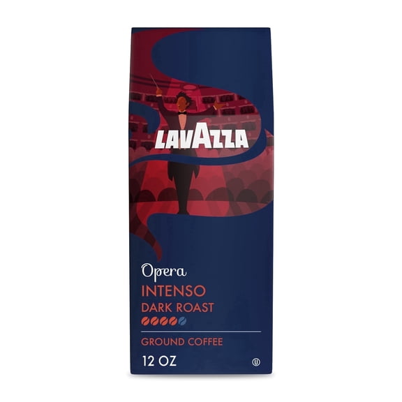 Lavazza Opera Intenso Ground Coffee, Dark Roast, Arabica and Robusta Blend, 12 oz Bag