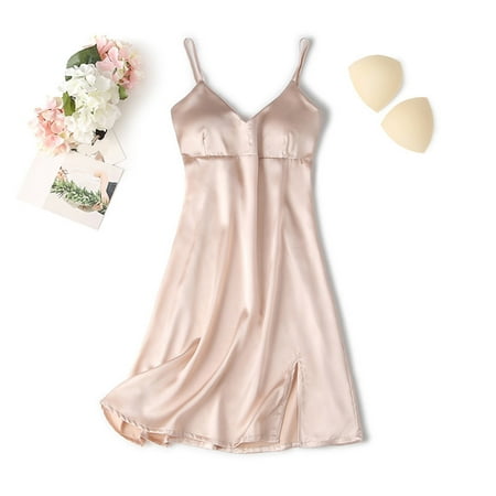 

Sayhi Sleep Dress for Women Strap Soft Nightgowns Nightdress Chemise Pajama Casual Loungewear Sleepwear Khaki XXL
